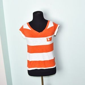 Abercrombie Orange and White Striped Top